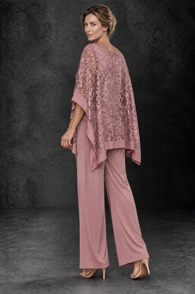 BOLODOO Dusty Rose Floral Cape Mother of the Bride Pant Suit - Dusty Rose - Dusty_Rose_2