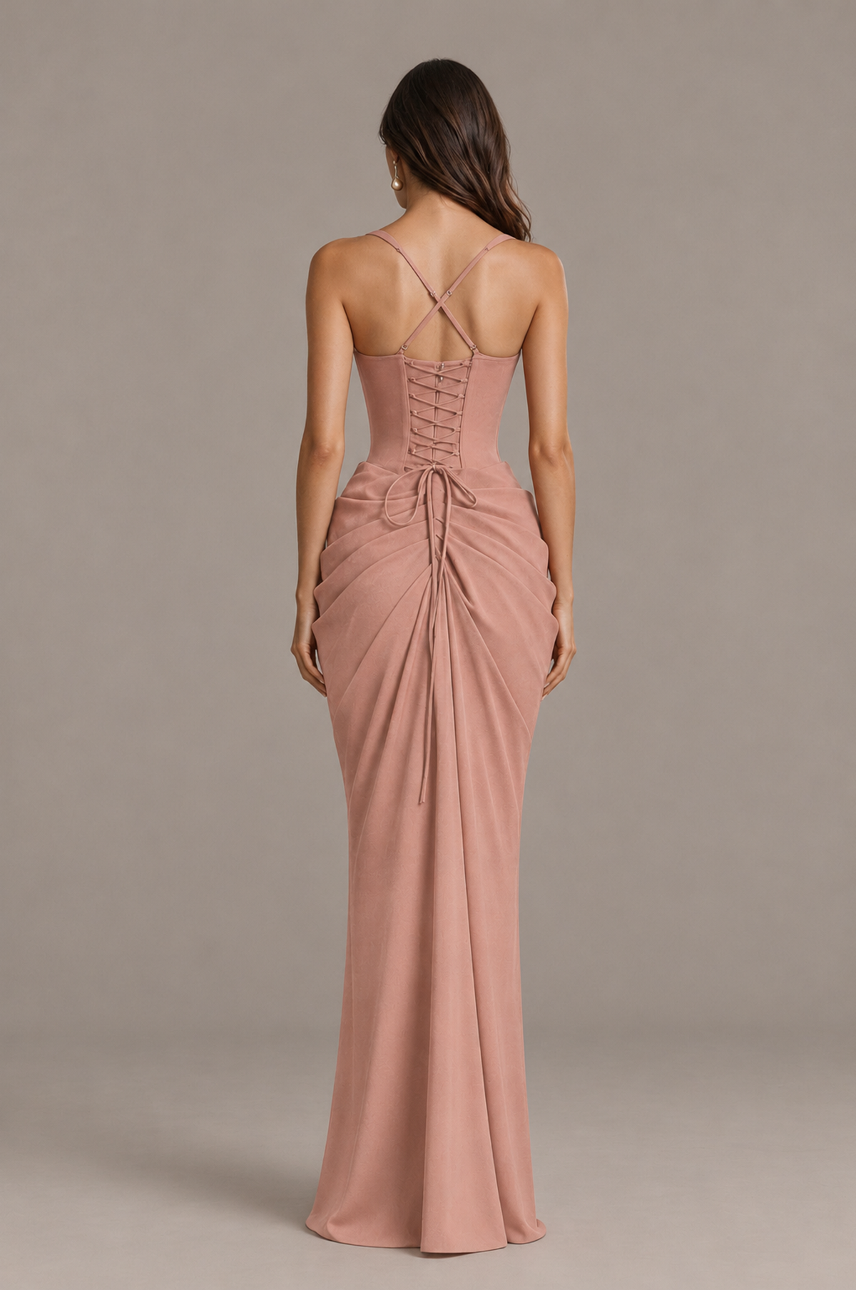 BOLODOO Dusty Rose Sweetheart Ruched Lace-Up Back Evening Gown - Dusty Rose - Dusty_Rose_2