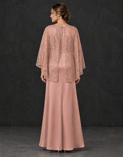 BOLODOO Dusty Rose Sparkle Cape Sleeve Mother of the Bride Dress - Dusty Rose - Dusty_Rose_2