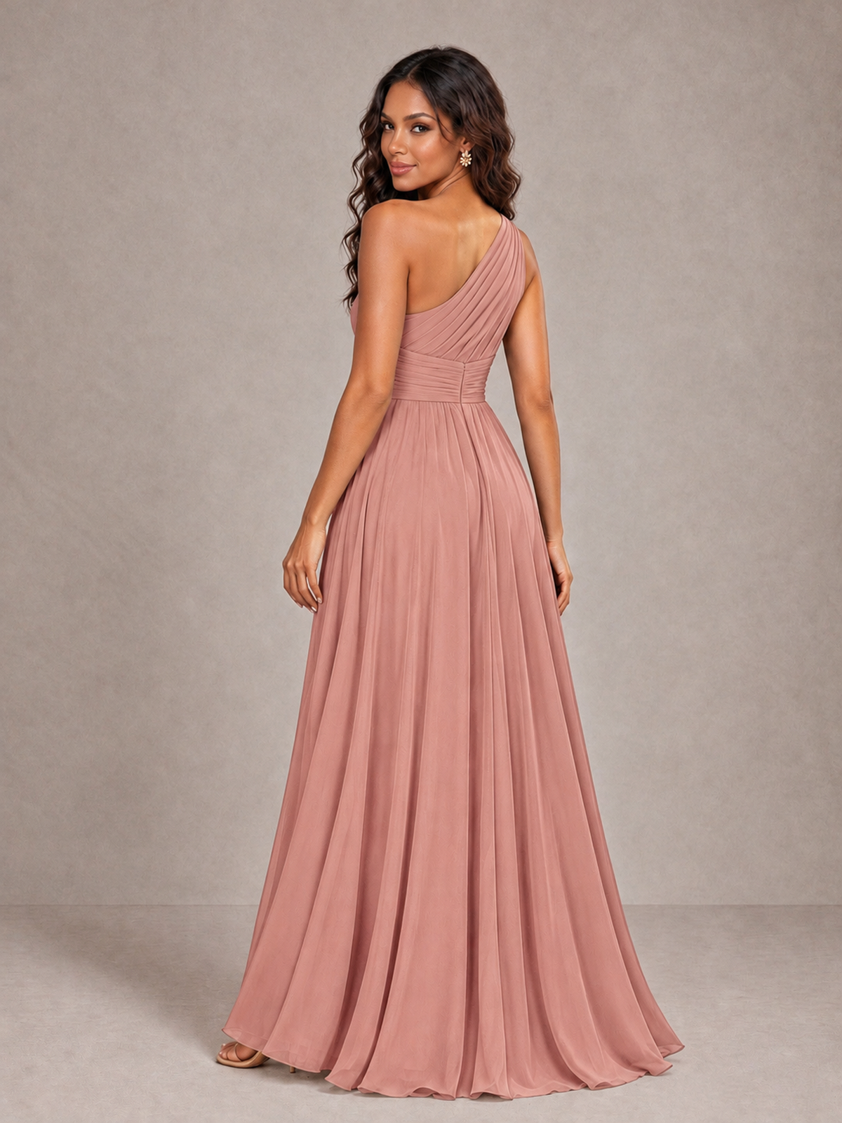 BOLODOO Dusty Rose One-Shoulder A-Line Bridesmaid Dress - Dusty Rose - Dusty Rose_2