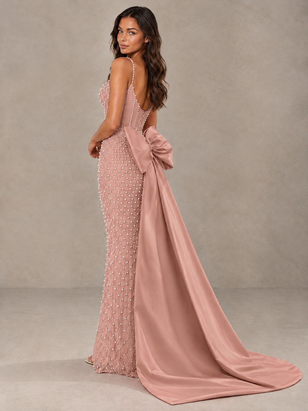 BOLODOO Dusty Rose Beaded Corset Prom Dress with Bow Train - Dusty Rose - Dusty_Rose_2