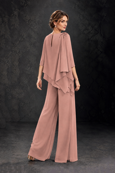 BOLODOO Dusty Rose Layered Wide-Leg Mother of the Bride Pant Suit - Dusty Rose - Dusty Rose_2