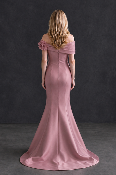 BOLODOO Dusty Rose Off-Shoulder Floral Mermaid Mother of the Bride Dress - Dusty Rose - Dusty Rose_2