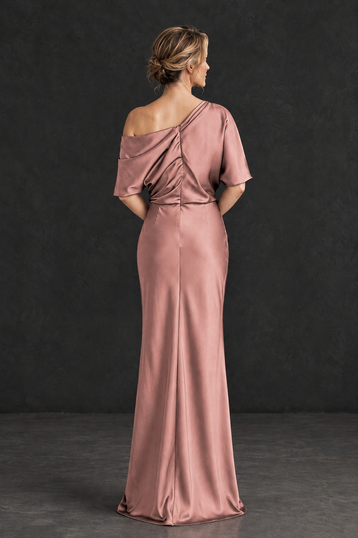 BOLODOO Dusty Rose Satin Asymmetric Mother of the Bride Dress - Dusty Rose - Dusty Rose_2