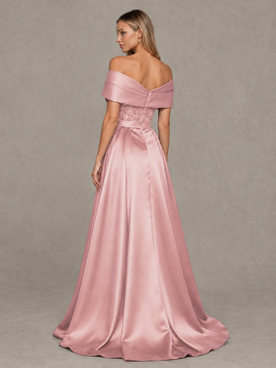 BOLODOO Dusty Rose Sequin Mermaid Evening Dress with Detachable Satin Overskirt and Sweep Train - Dusty Rose - Dusty Rose_2