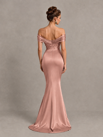 BOLODOO Dusty Rose Off-Shoulder Satin Mermaid Prom Dress - Dusty Rose - Dusty Rose_2
