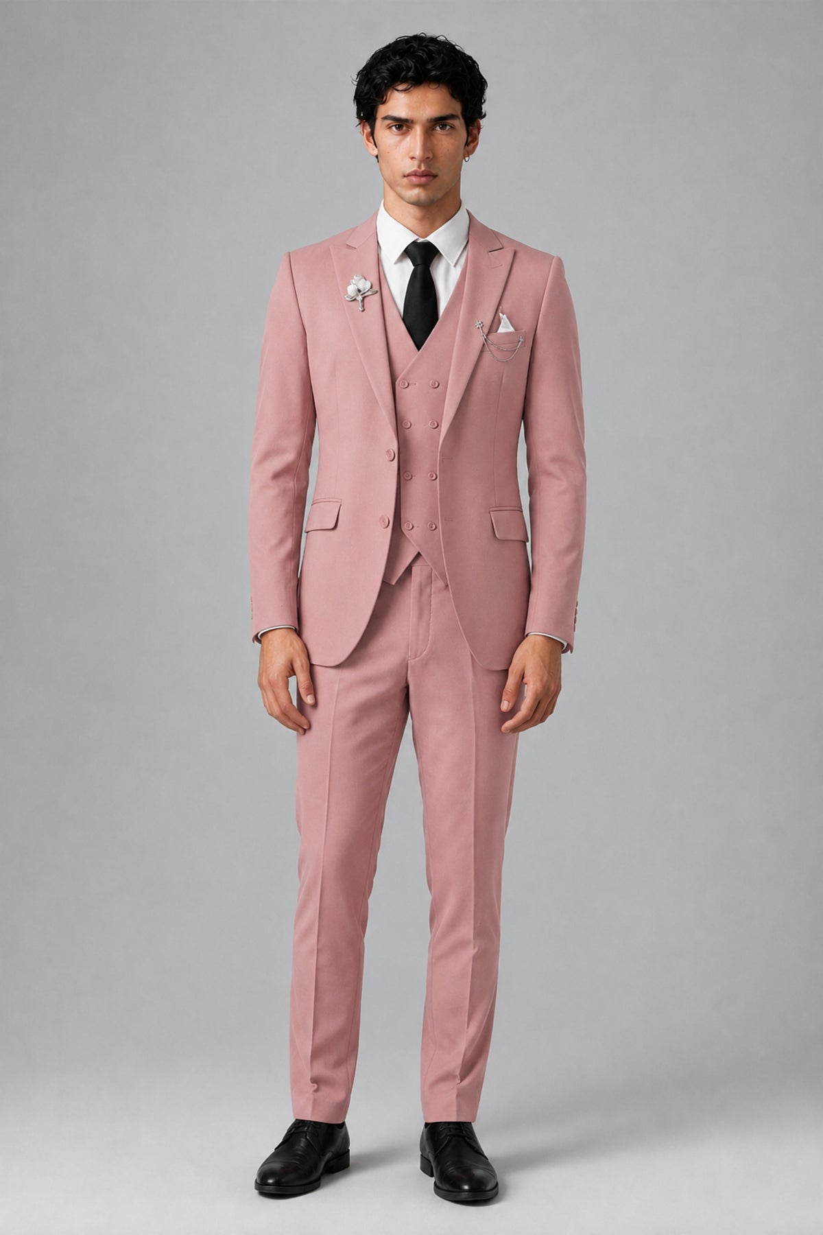Bolodoo Men's Dusty Rose 2-Piece Suit – Notch Lapel Jacket & Trousers - Dusty Rose - Dusty_Rose_2