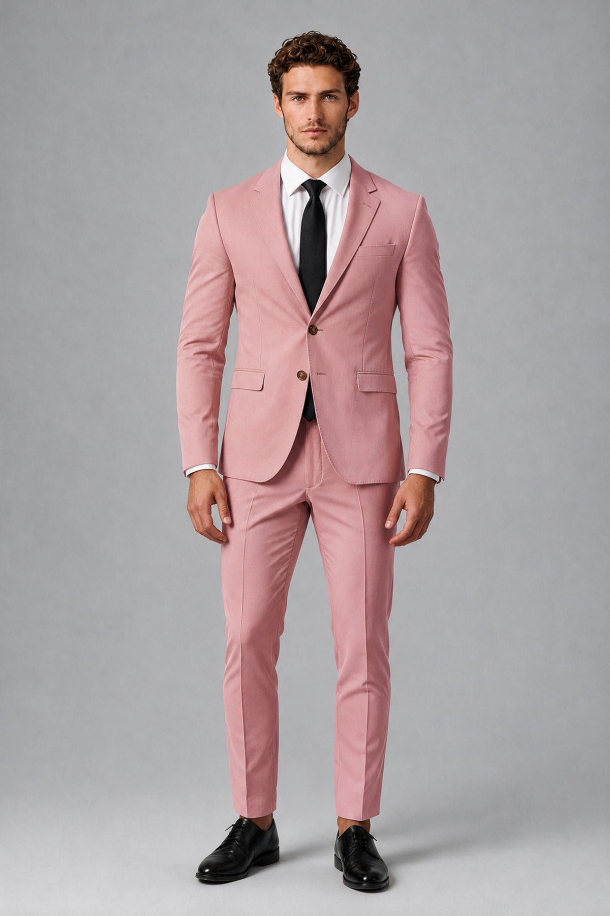 Bolodoo Men's Dusty Rose Two-Piece Suit with Notch-Lapel Jacket & Trousers - Dusty Rose - Dusty_Rose_2