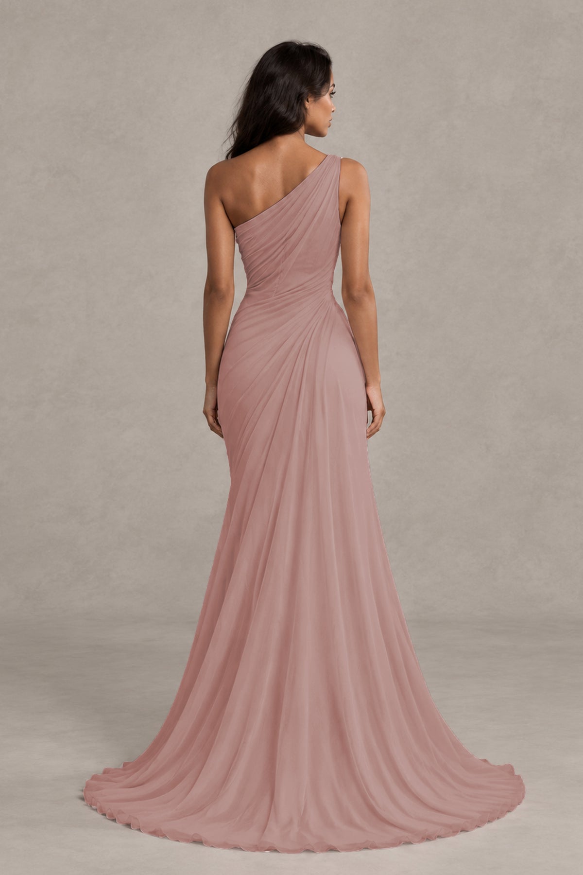 BOLODOO Dusty Rose One-Shoulder Floral Ruched Maxi Dress - Dusty Rose