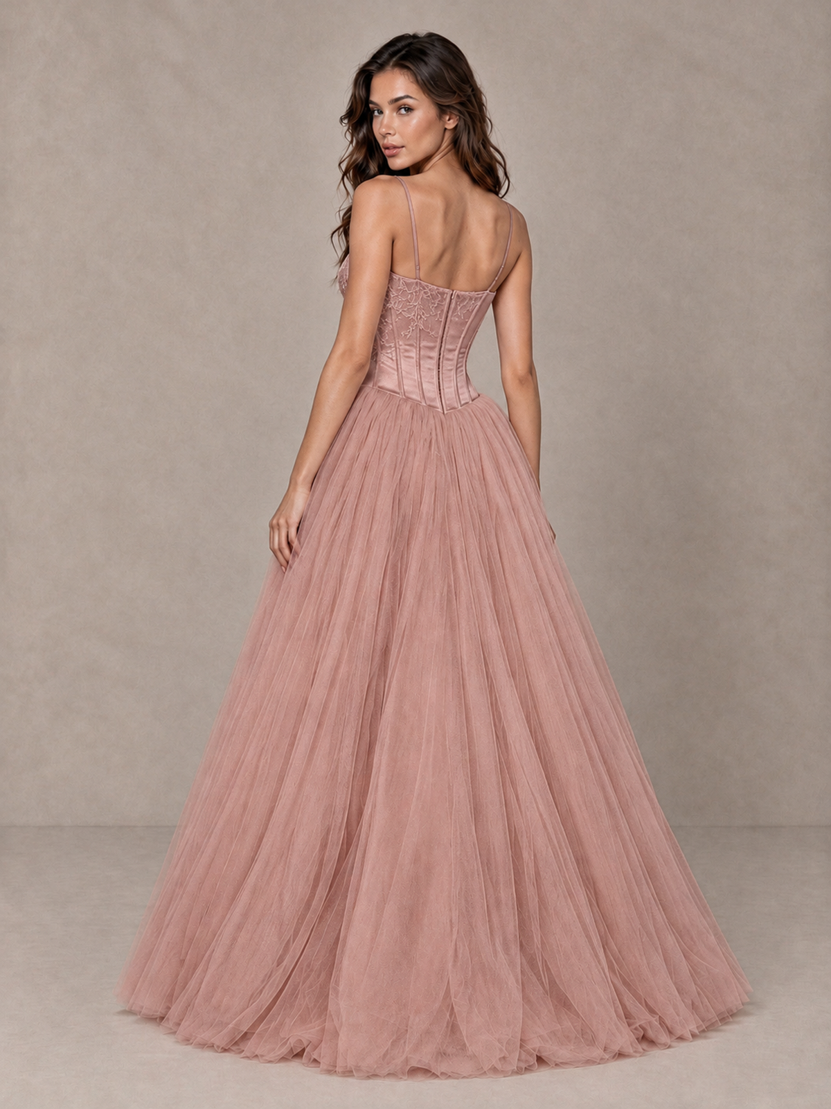 BOLODOO Dusty Rose Corset Tulle Prom Dress with Spaghetti Straps - Dusty Rose - Dusty_Rose_2
