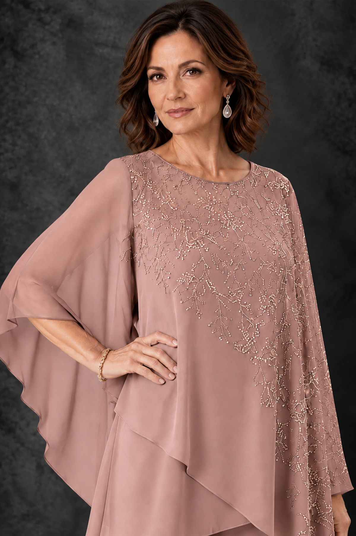 BOLODOO Dusty Rose Embellished Cape Pant Suit for Mother of the Bride - Dusty Rose - Dusty_Rose_3