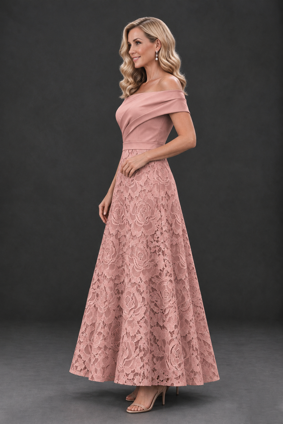 BOLODOO Dusty Rose Off-the-Shoulder Floral A-Line Mother of the Bride Dress - Dusty Rose - Dusty Rose_3