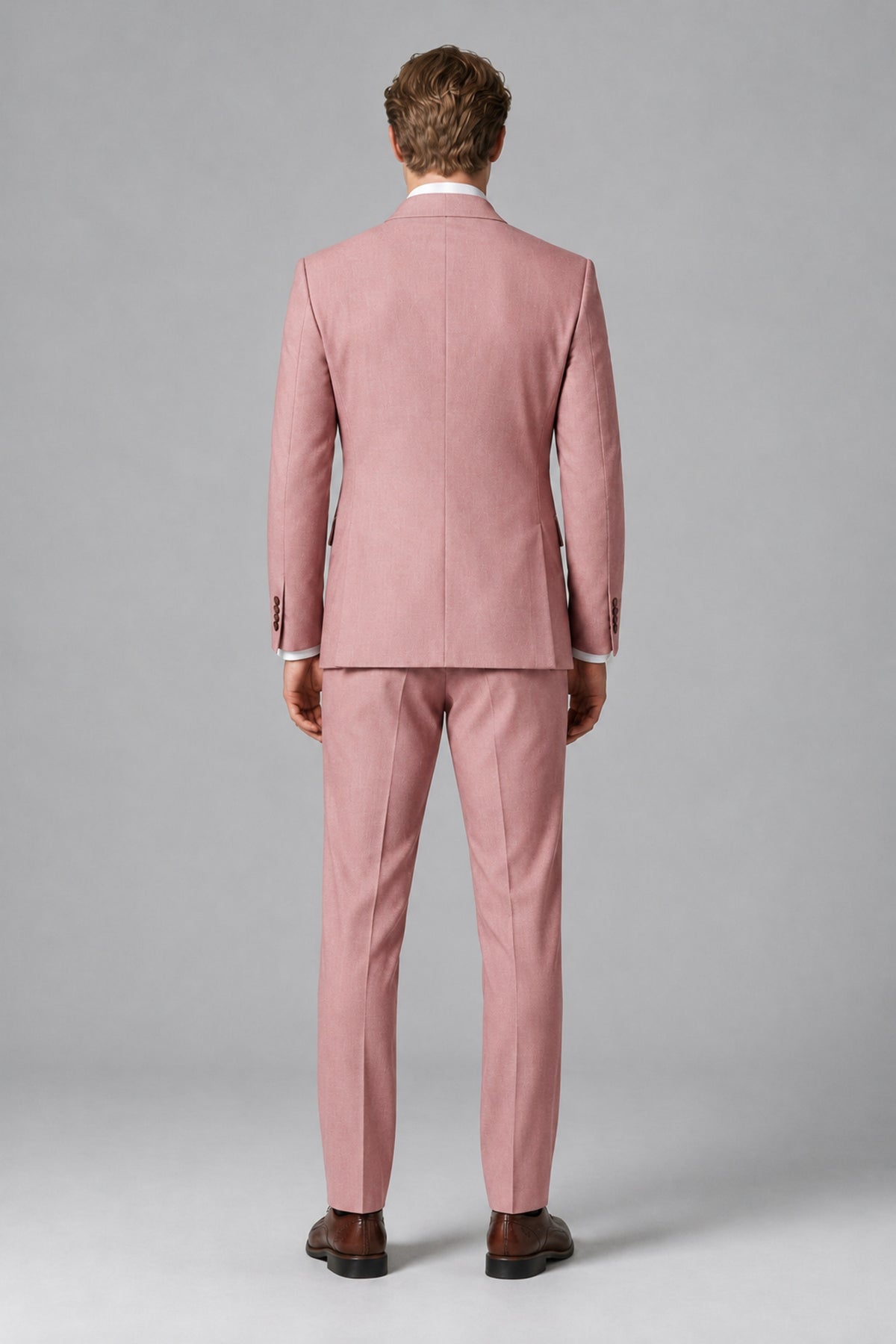 Bolodoo Men's Dusty Rose Double-Breasted Two-Piece Suit with Peak Lapels - Dusty Rose - Dusty Rose_3