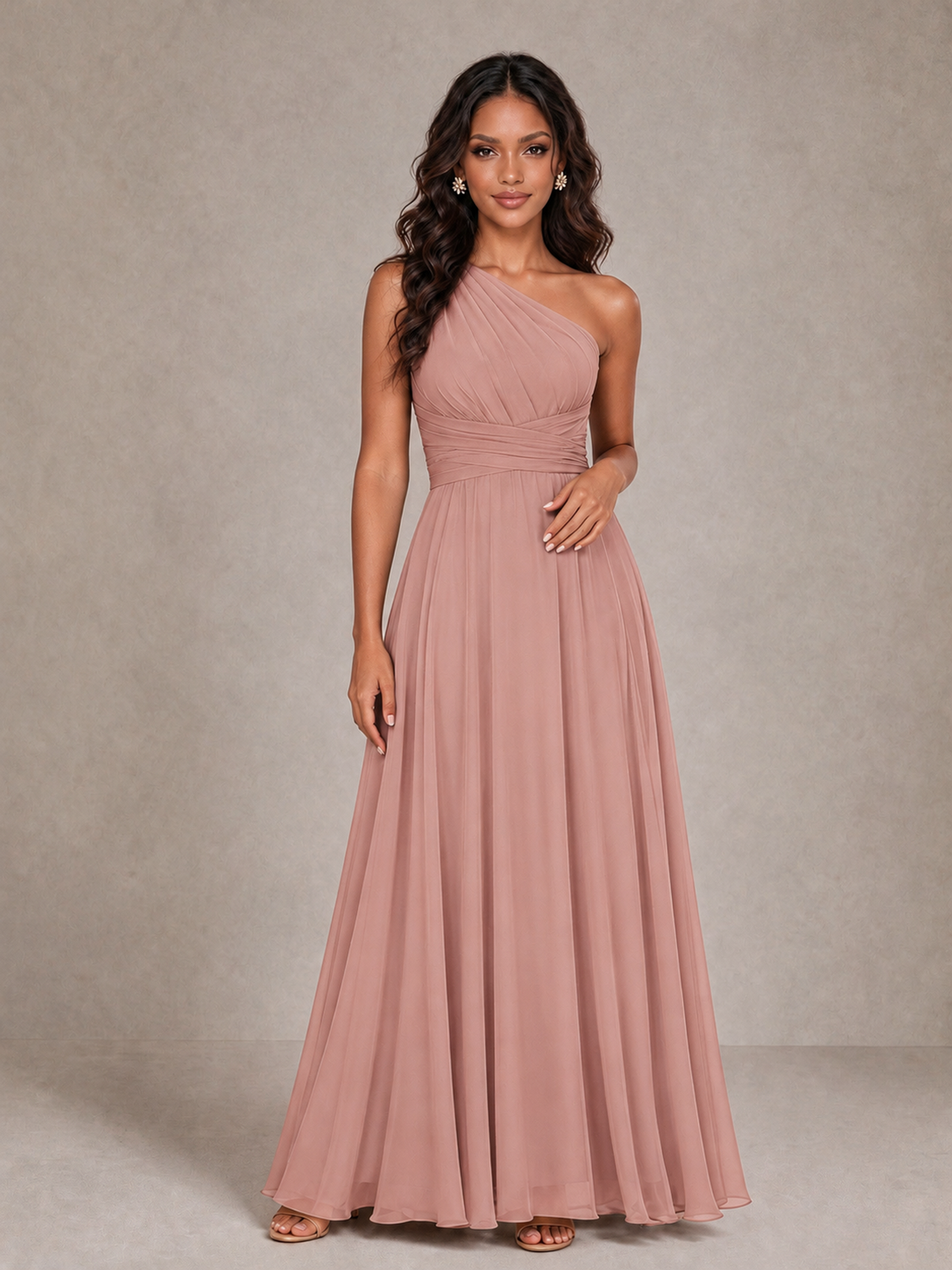 BOLODOO Dusty Rose One-Shoulder A-Line Bridesmaid Dress - Dusty Rose - Dusty Rose_3