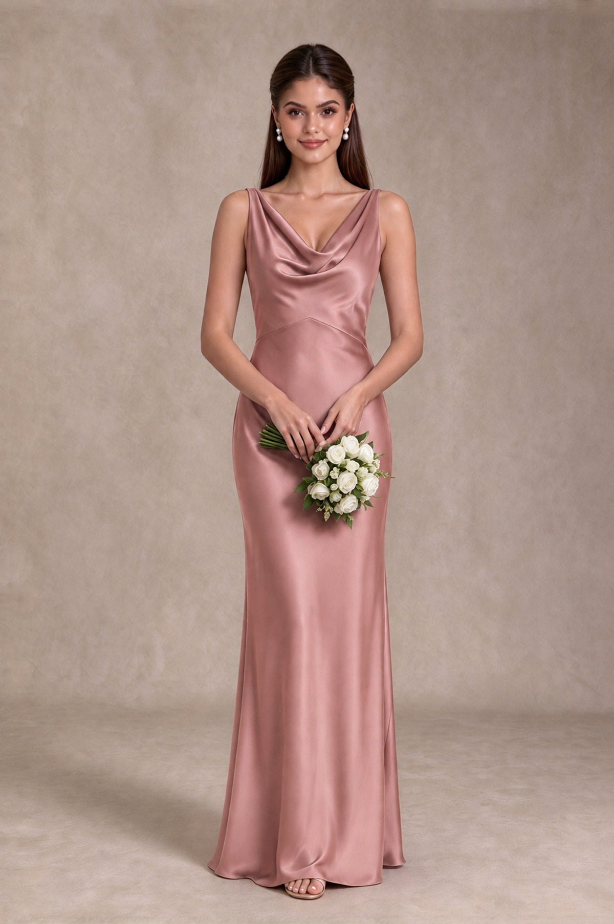 BOLODOO Dusty Rose Cowl Neck Open Back Satin Bridesmaid Dress - Dusty Rose - Dusty Rose_3