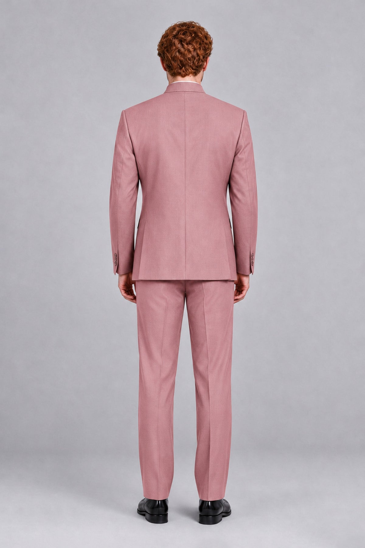 BOLODOO Men's Dusty Rose Mandarin Collar Two-Piece Suit - Dusty Rose - Dusty Rose_3