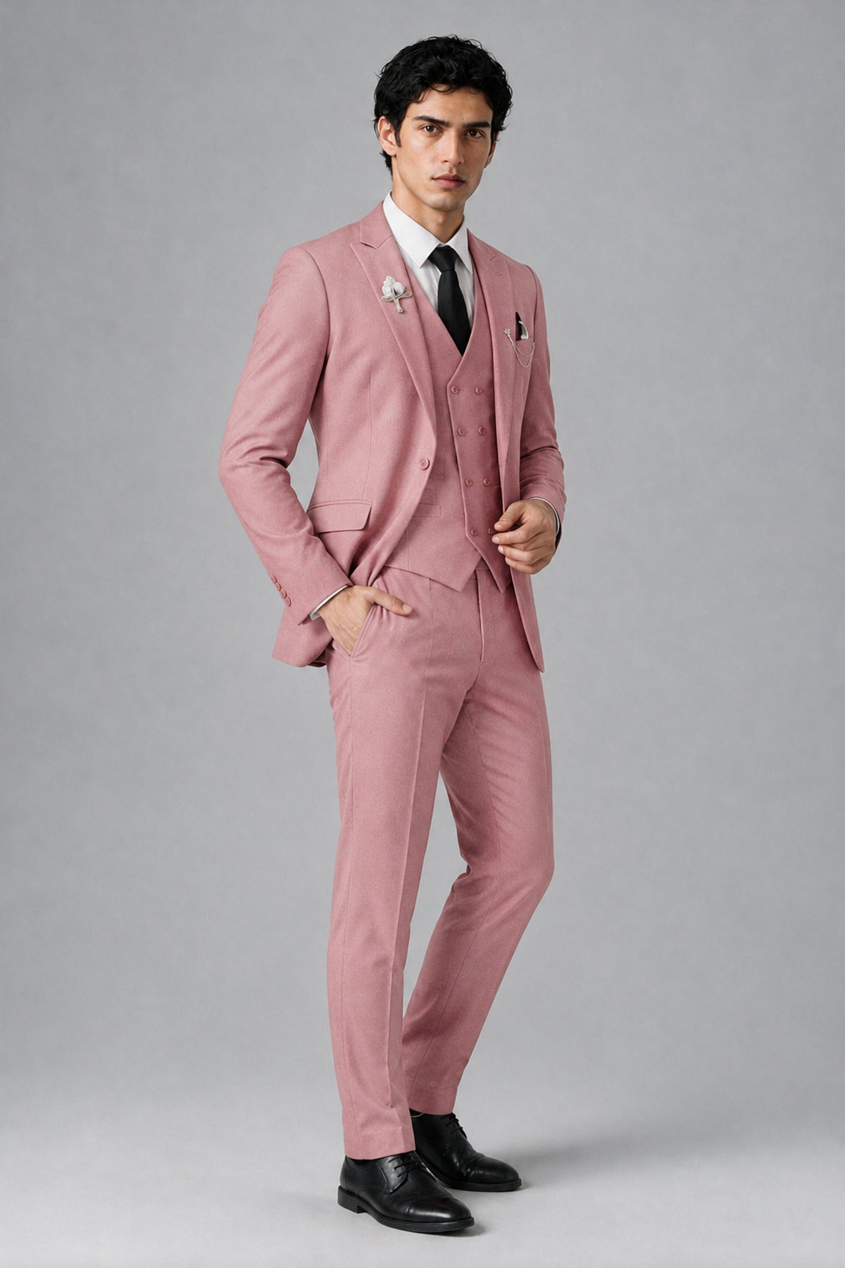 Bolodoo Men's Dusty Rose 2-Piece Suit – Notch Lapel Jacket & Trousers - Dusty Rose - Dusty_Rose_3