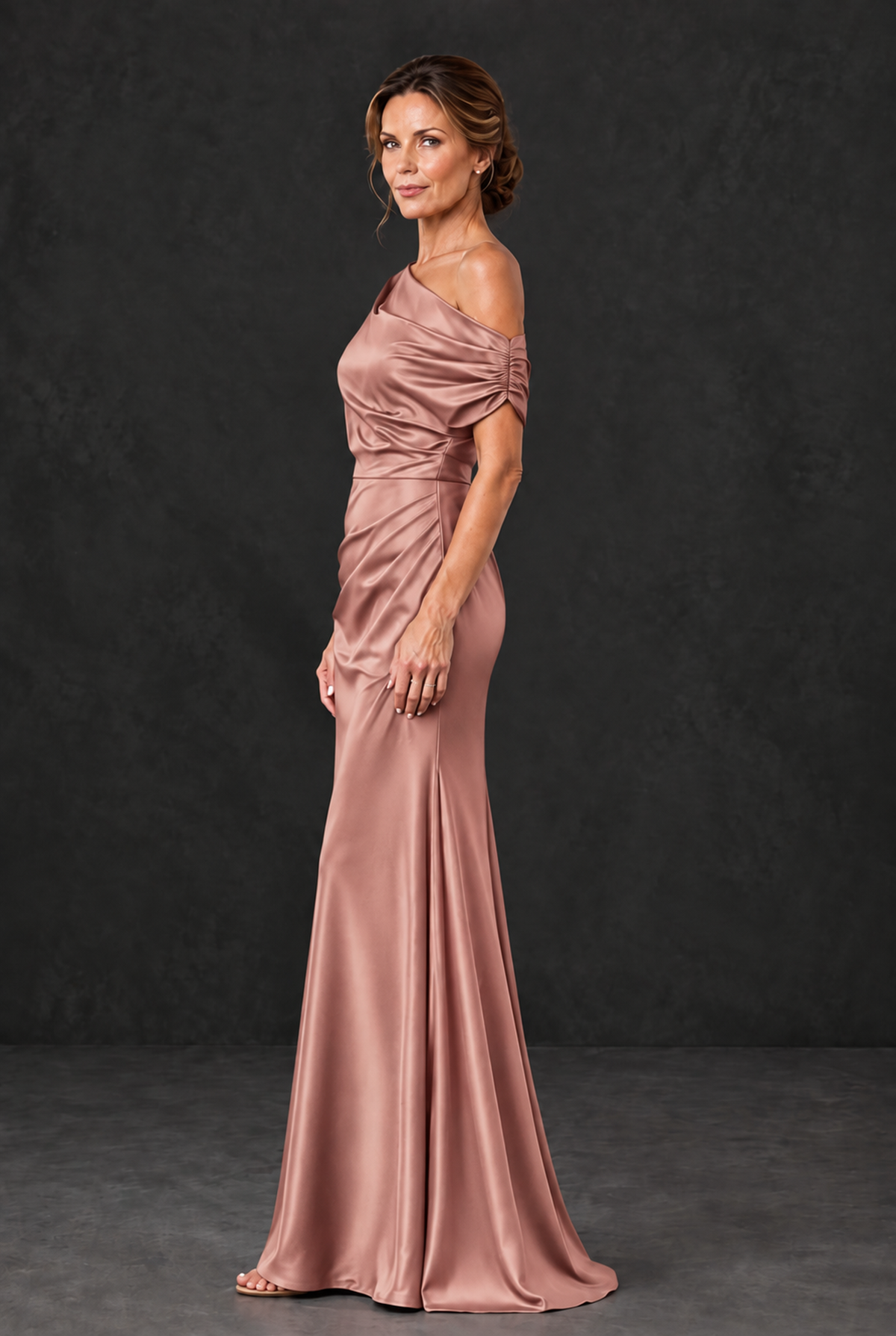 BOLODOO Dusty Rose Asymmetric Ruched Mother of the Bride Dress - Dusty Rose - Dusty_Rose_3