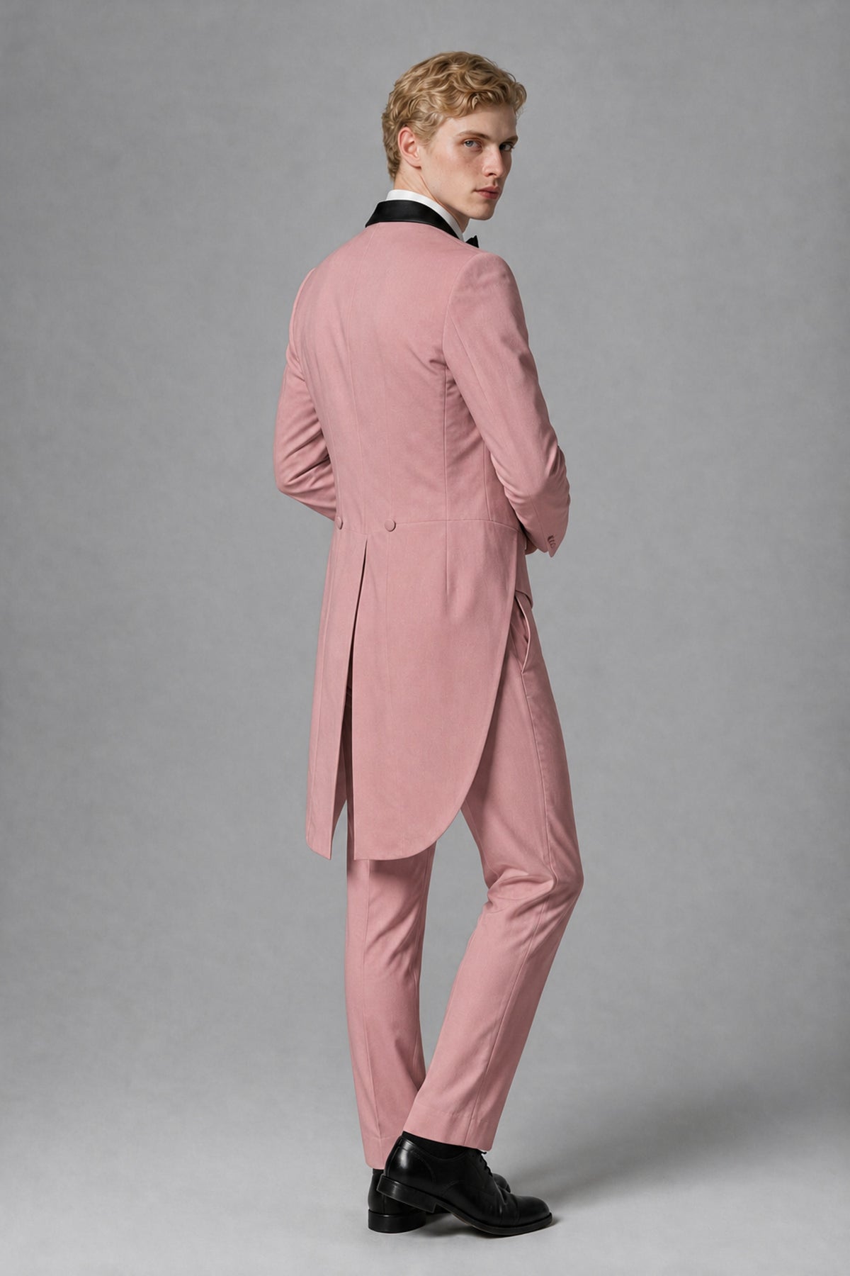 Bolodoo Men's Dusty Rose 3-Piece Tailcoat Tuxedo Suit with Vest & Trousers - Dusty Rose - Dusty Rose_3