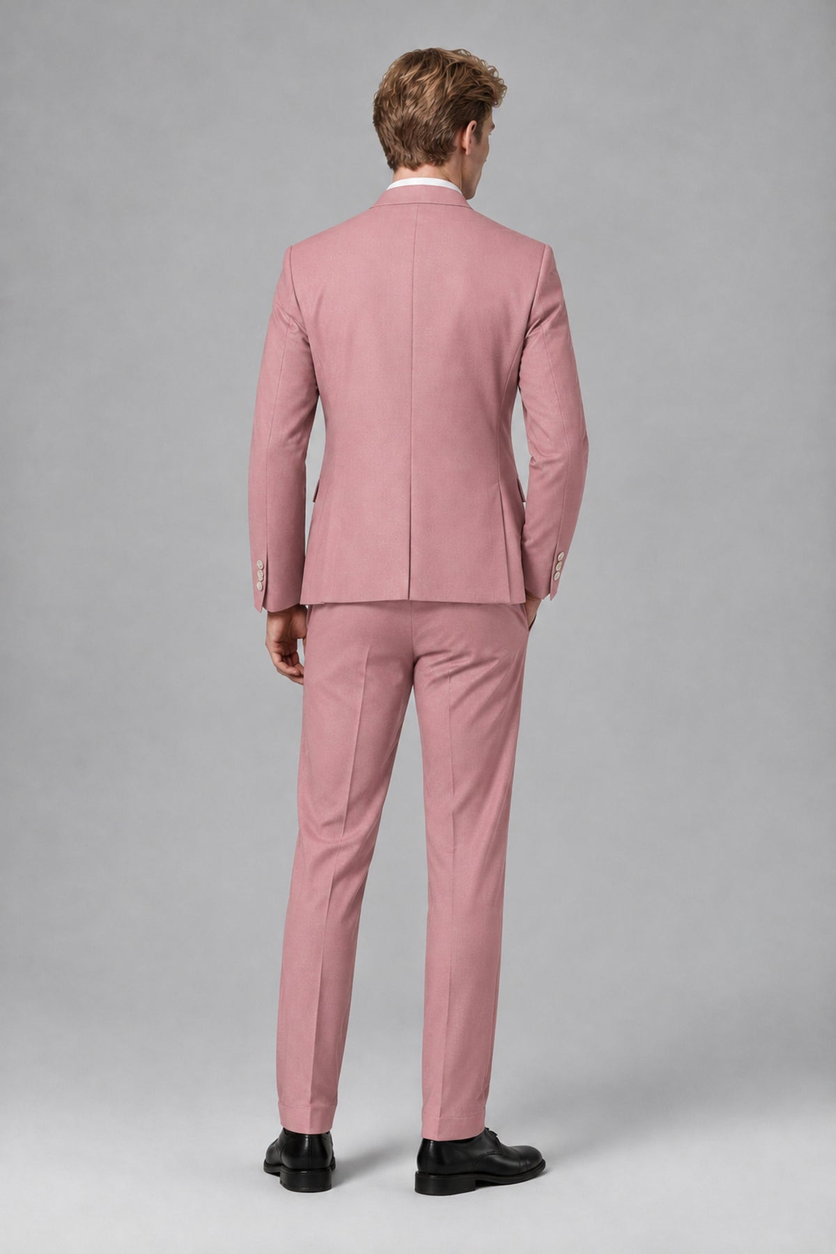 Bolodoo Men's Dusty Rose Mandarin Collar 3-Piece Suit – Jacket, Vest & Trousers - Dusty Rose - Dusty Rose_3