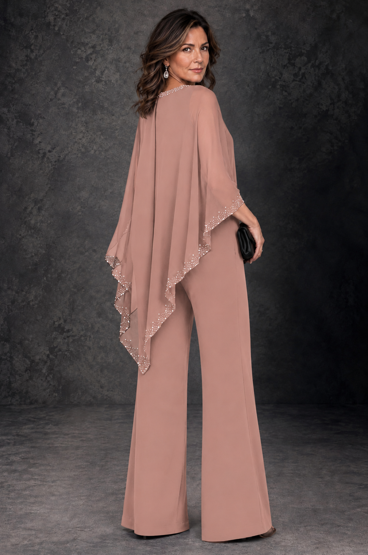 BOLODOO Dusty Rose Embellished Cape Mother of the Bride Pantsuit - Dusty Rose - Dusty_Rose_3
