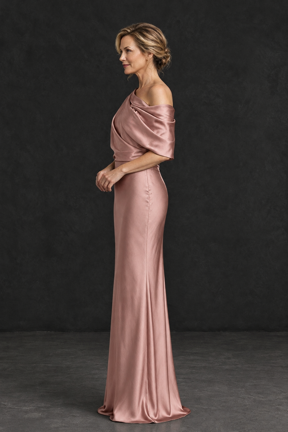 BOLODOO Dusty Rose Satin Asymmetric Mother of the Bride Dress - Dusty Rose - Dusty Rose_3