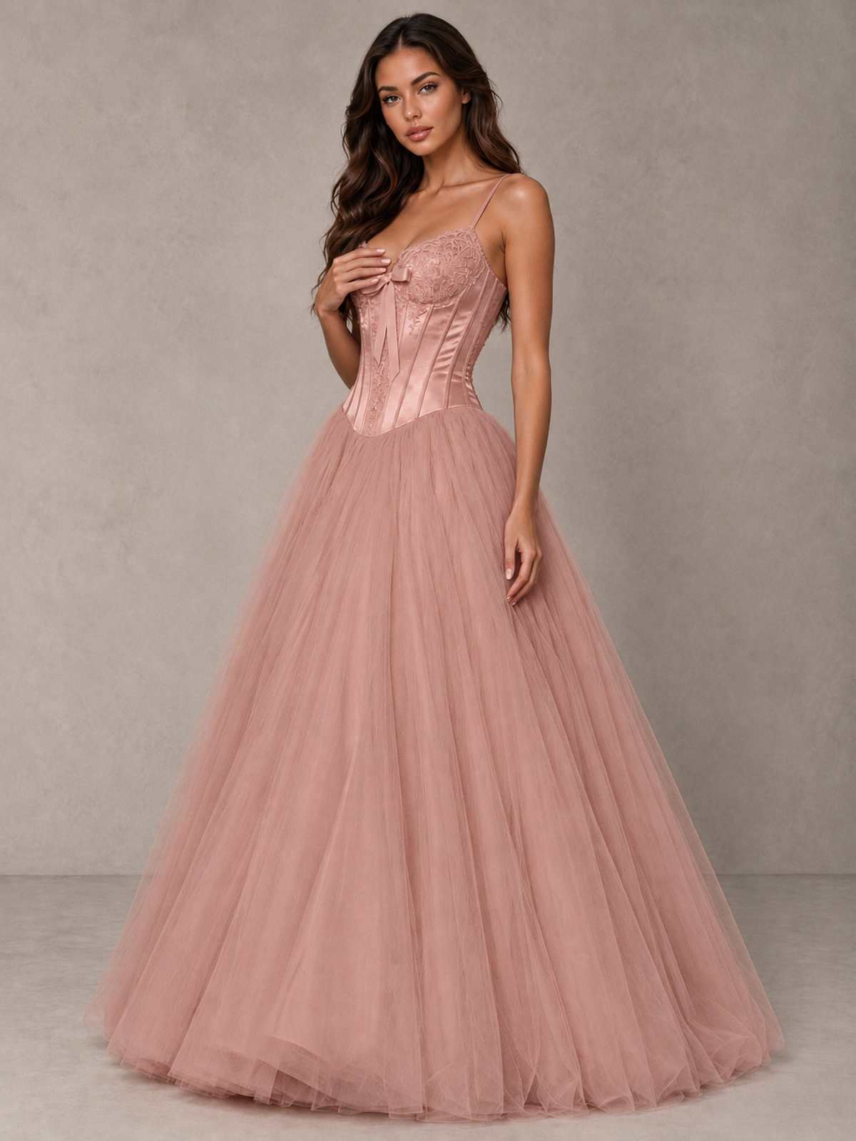 BOLODOO Dusty Rose Corset Tulle Prom Dress with Spaghetti Straps - Dusty Rose - Dusty_Rose_3