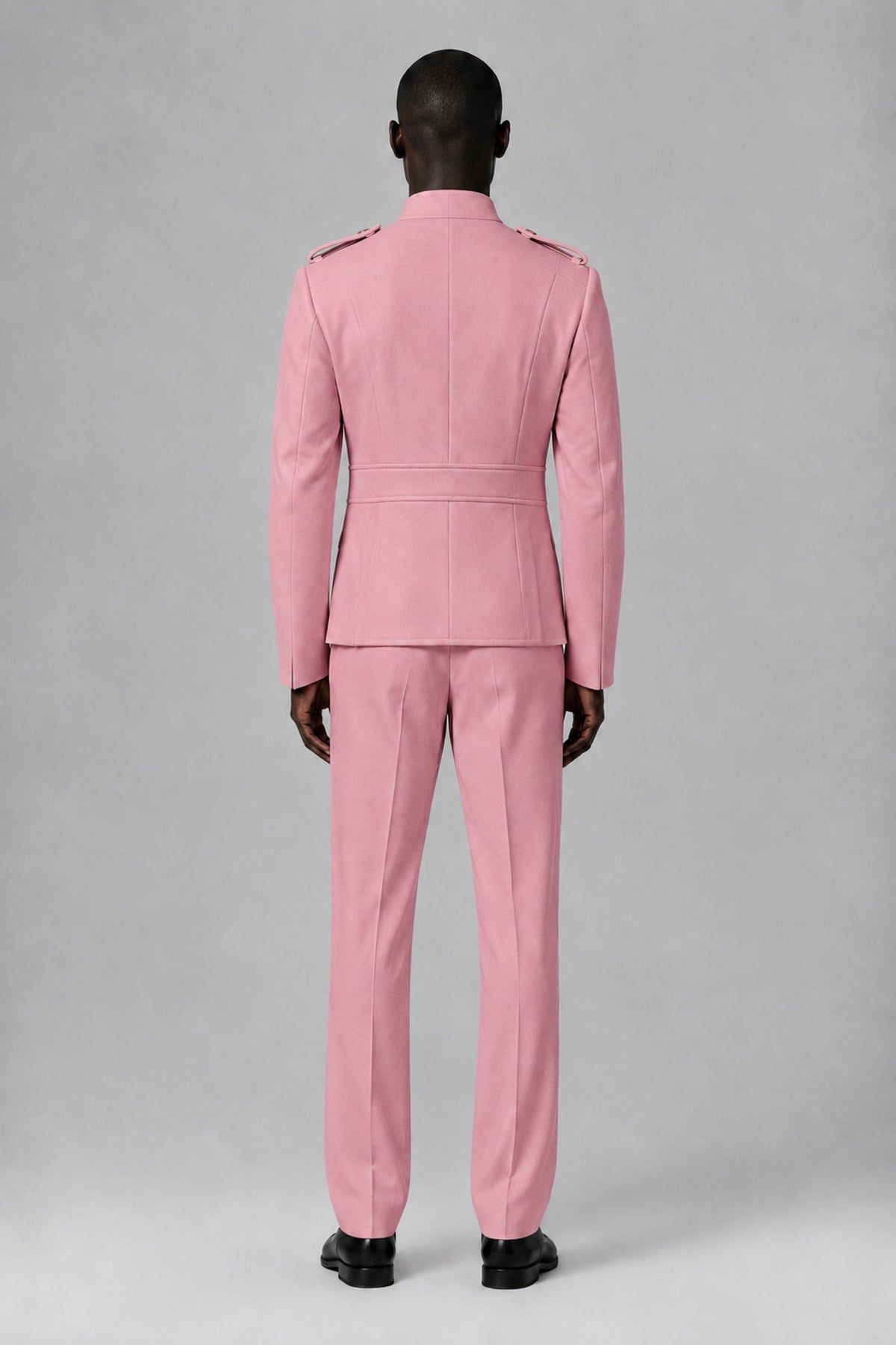Bolodoo Men's Dusty Rose Military-Inspired Two-Piece Suit with Stand Collar - Dusty Rose - Dusty Rose_3