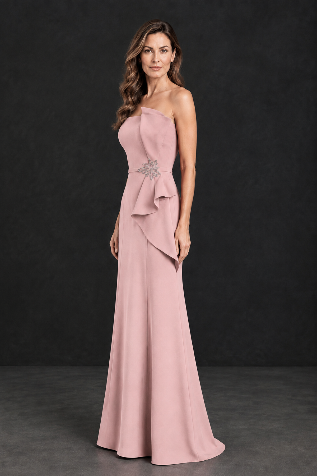 BOLODOO Dusty Rose Strapless Mother of the Bride Dress with Ruffle Detail - Dusty Rose - Dusty_Rose_3