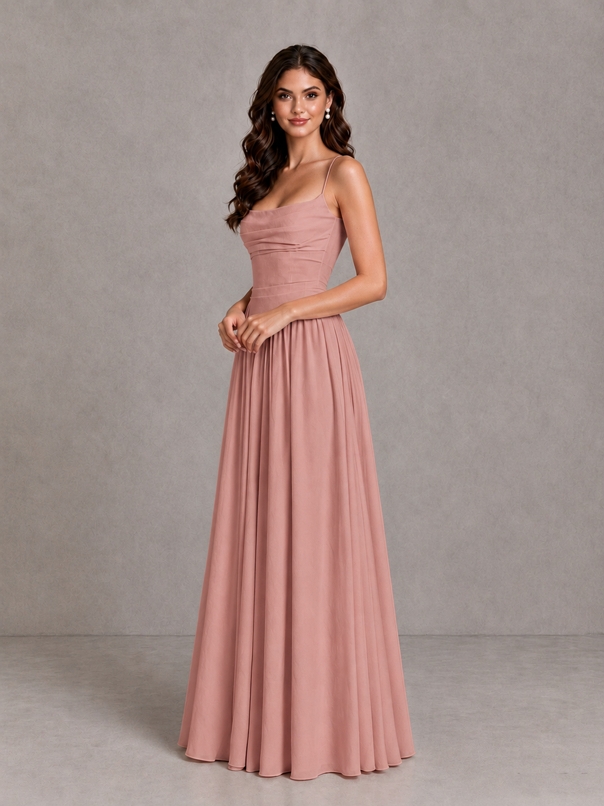 BOLODOO Dusty Rose Lace-Up Back A-Line Bridesmaid Dress - Dusty Rose - Dusty Rose_3