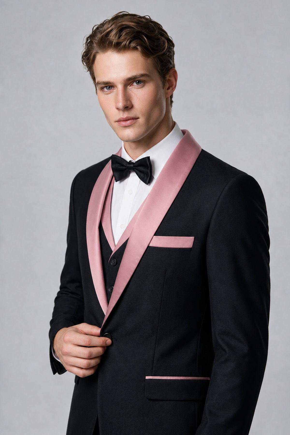 Bolodoo Men's Dusty Rose 3-Piece Shawl Lapel Tuxedo Suit - Dusty Rose - Dusty Rose_4