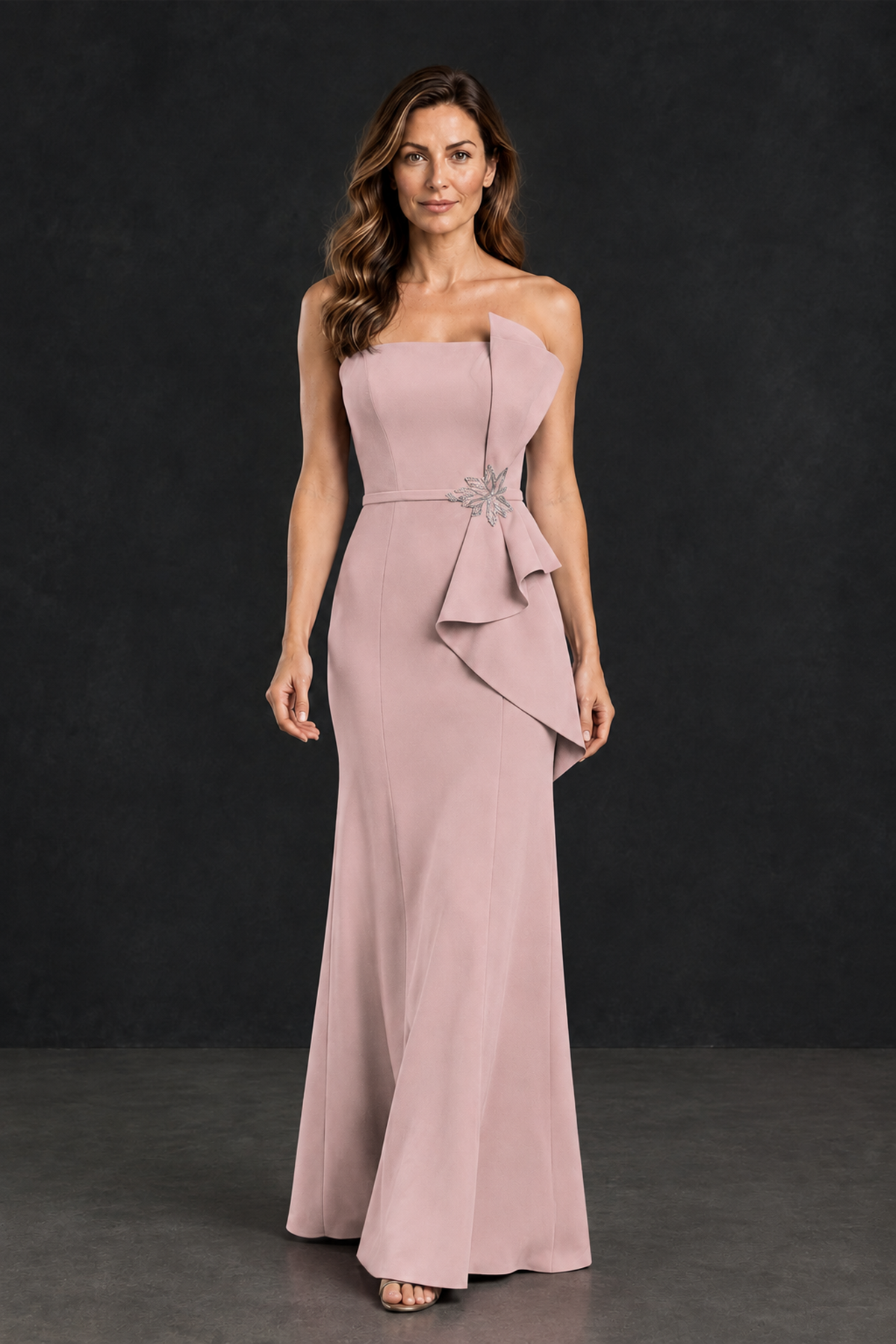 BOLODOO Dusty Rose Strapless Mother of the Bride Dress with Ruffle Detail - Dusty Rose - Dusty_Rose_4