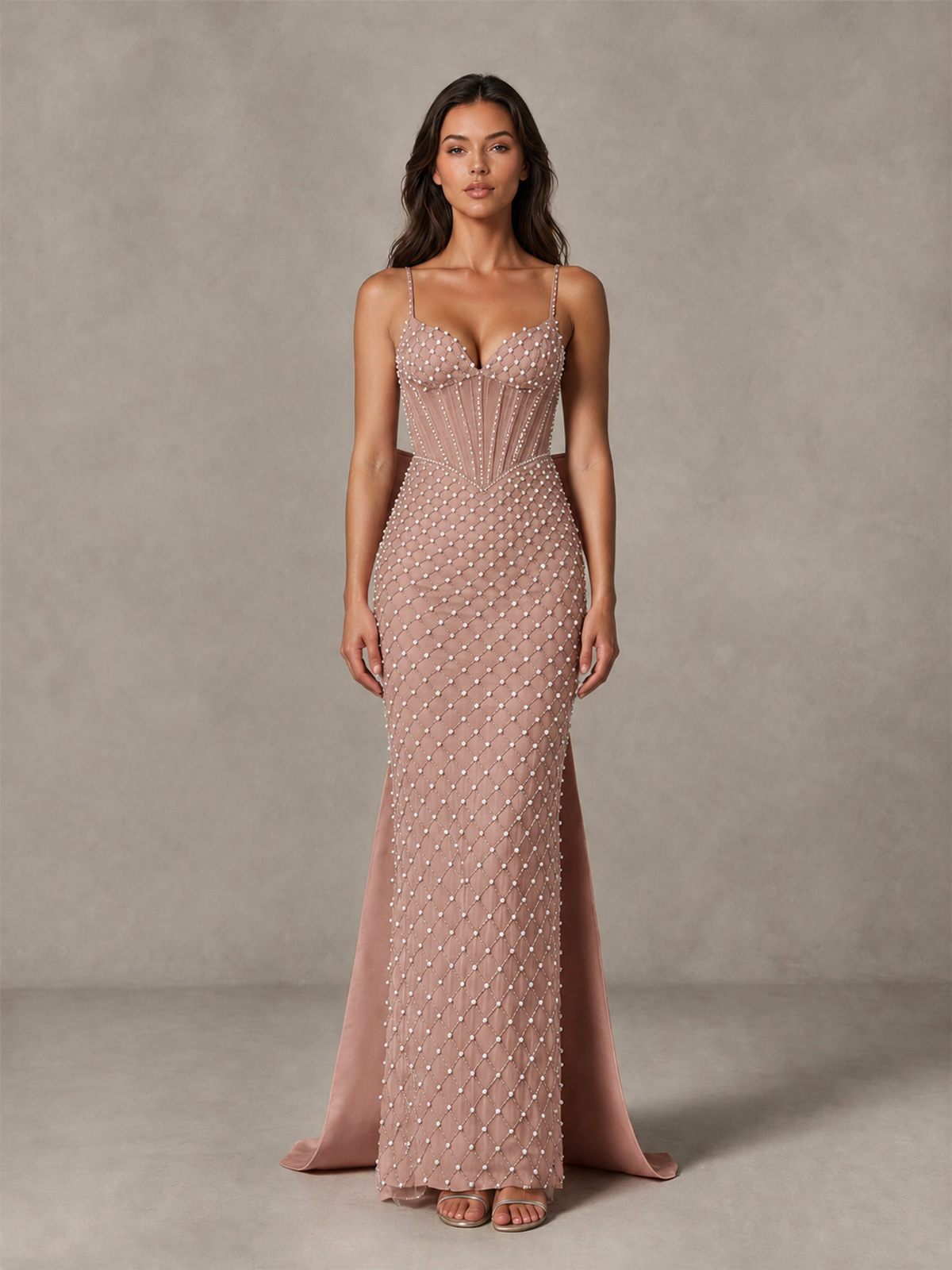 BOLODOO Dusty Rose Beaded Corset Prom Dress with Bow Train - Dusty Rose - Dusty_Rose_4