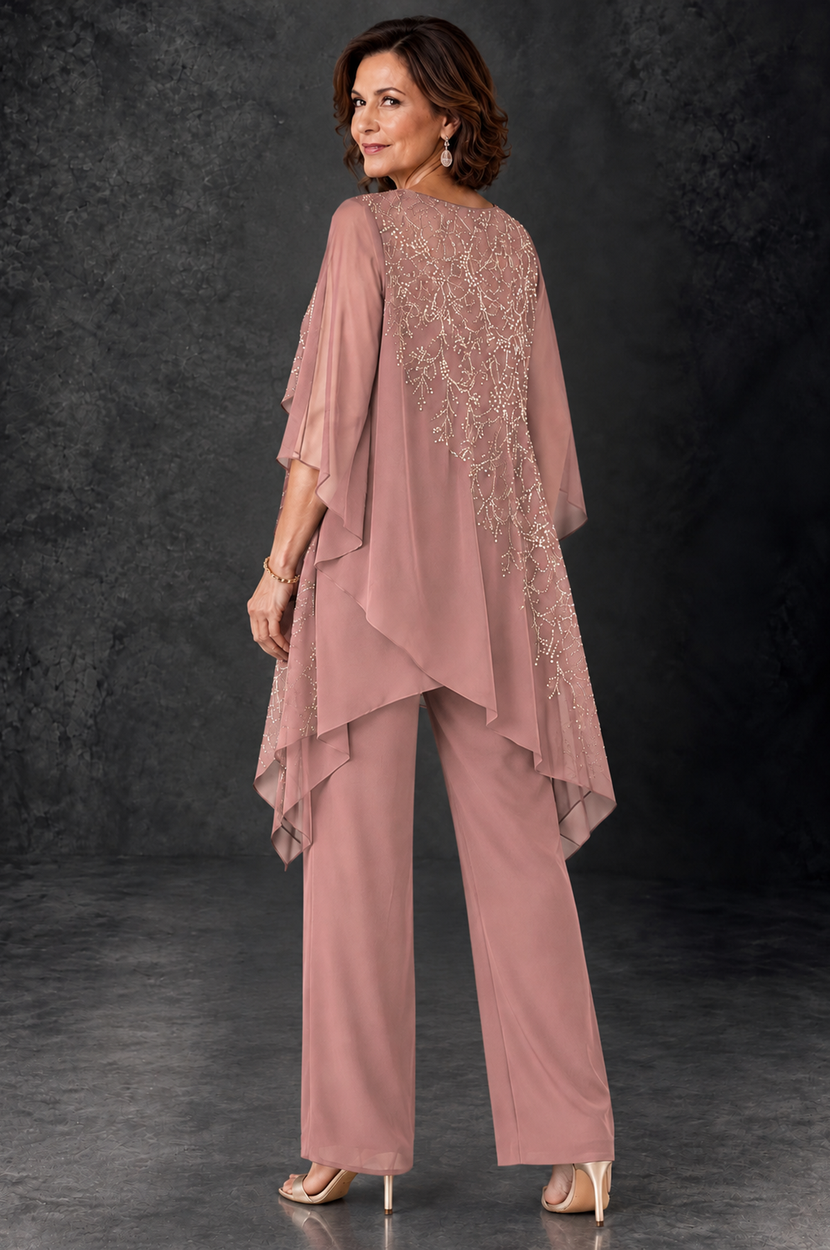 BOLODOO Dusty Rose Embellished Cape Pant Suit for Mother of the Bride - Dusty Rose - Dusty_Rose_4