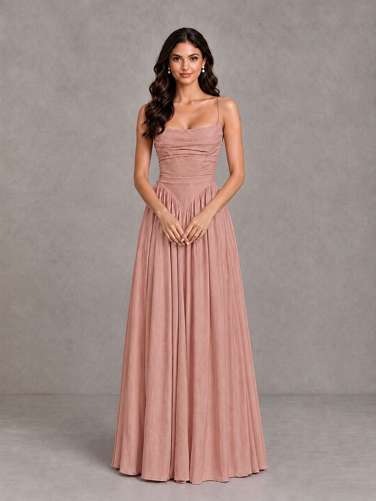 BOLODOO Dusty Rose Lace-Up Back A-Line Bridesmaid Dress - Dusty Rose - Dusty Rose_4