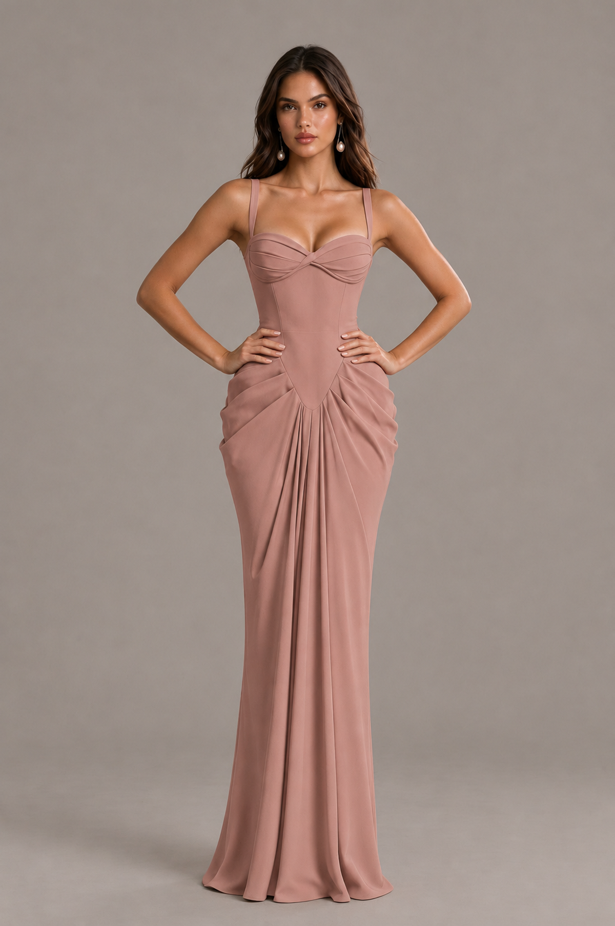 BOLODOO Dusty Rose Sweetheart Ruched Lace-Up Back Evening Gown - Dusty Rose - Dusty_Rose_4