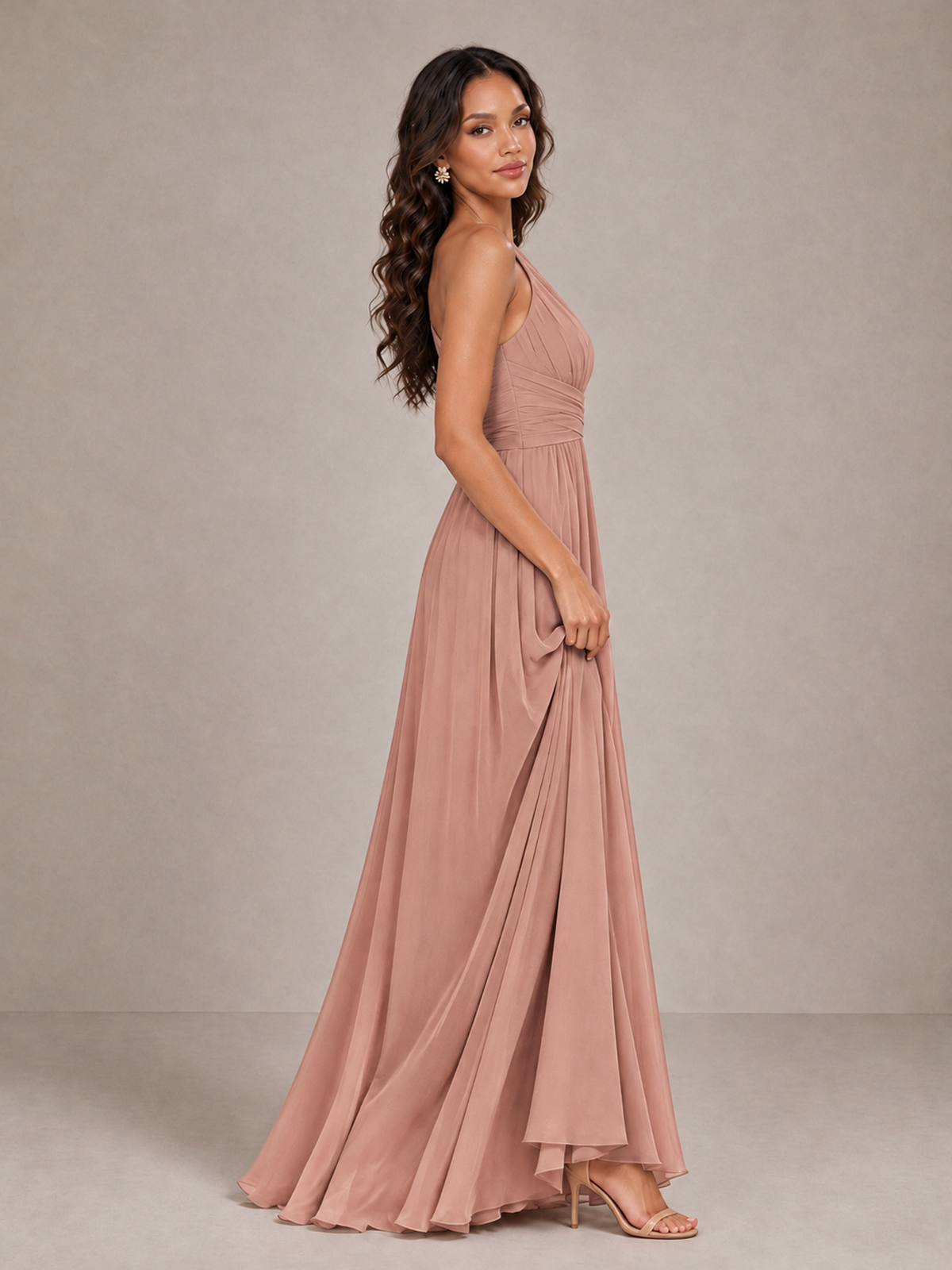BOLODOO Dusty Rose One-Shoulder A-Line Bridesmaid Dress - Dusty Rose - Dusty Rose_4
