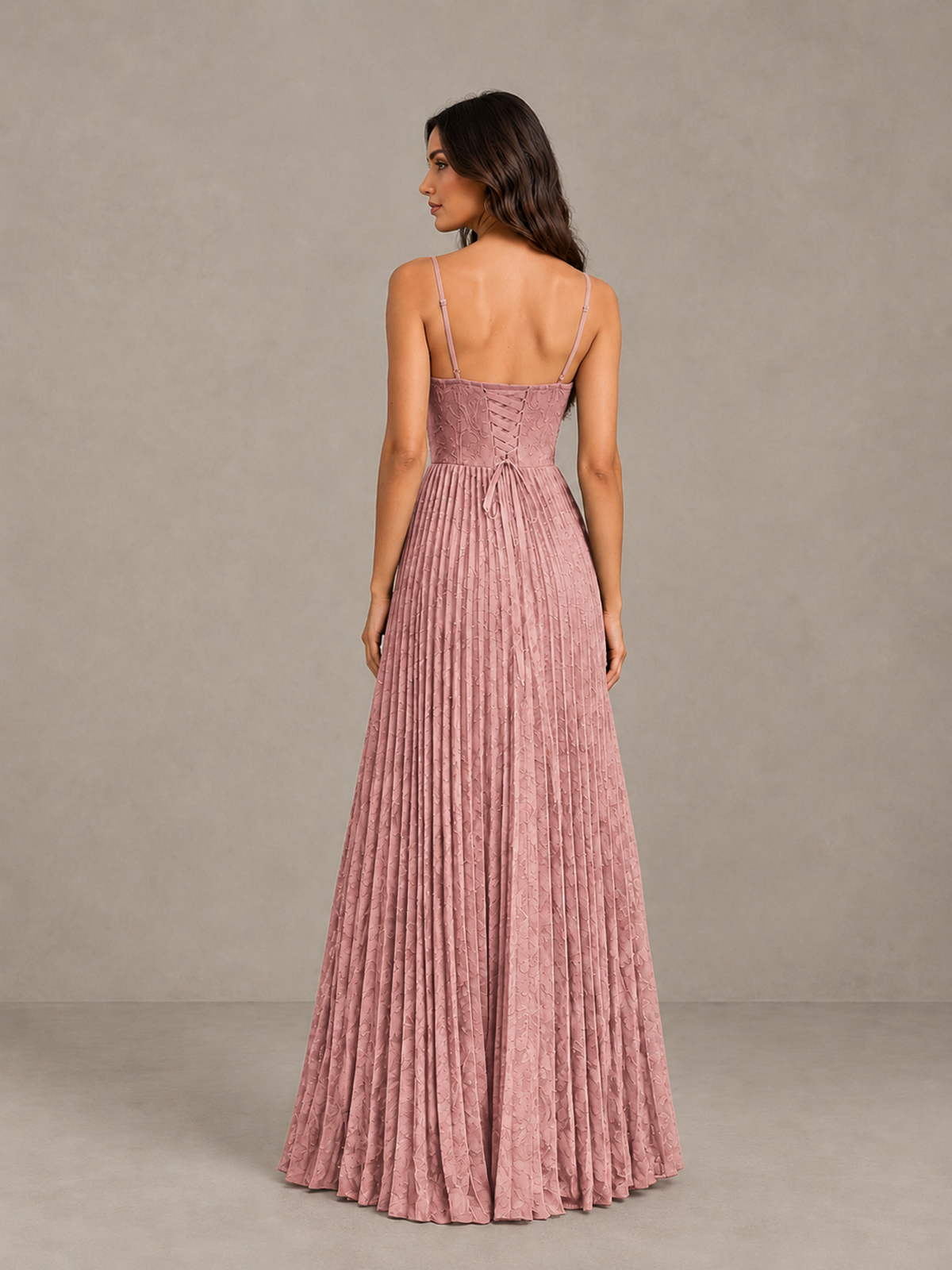 BOLODOO Dusty Rose Pleated Bridesmaid Dress with Sweetheart Neckline & Slit - Dusty Rose - Dusty Rose (2)