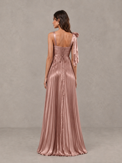 BOLODOO Dusty Rose Pleated Bow-Strap Bridesmaid Maxi Dress - Dusty Rose - Dusty Rose (2)