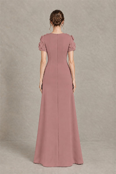 BOLODOO Dusty Rose Textured Floral Maxi Dress with Short Sleeves - Dusty Rose