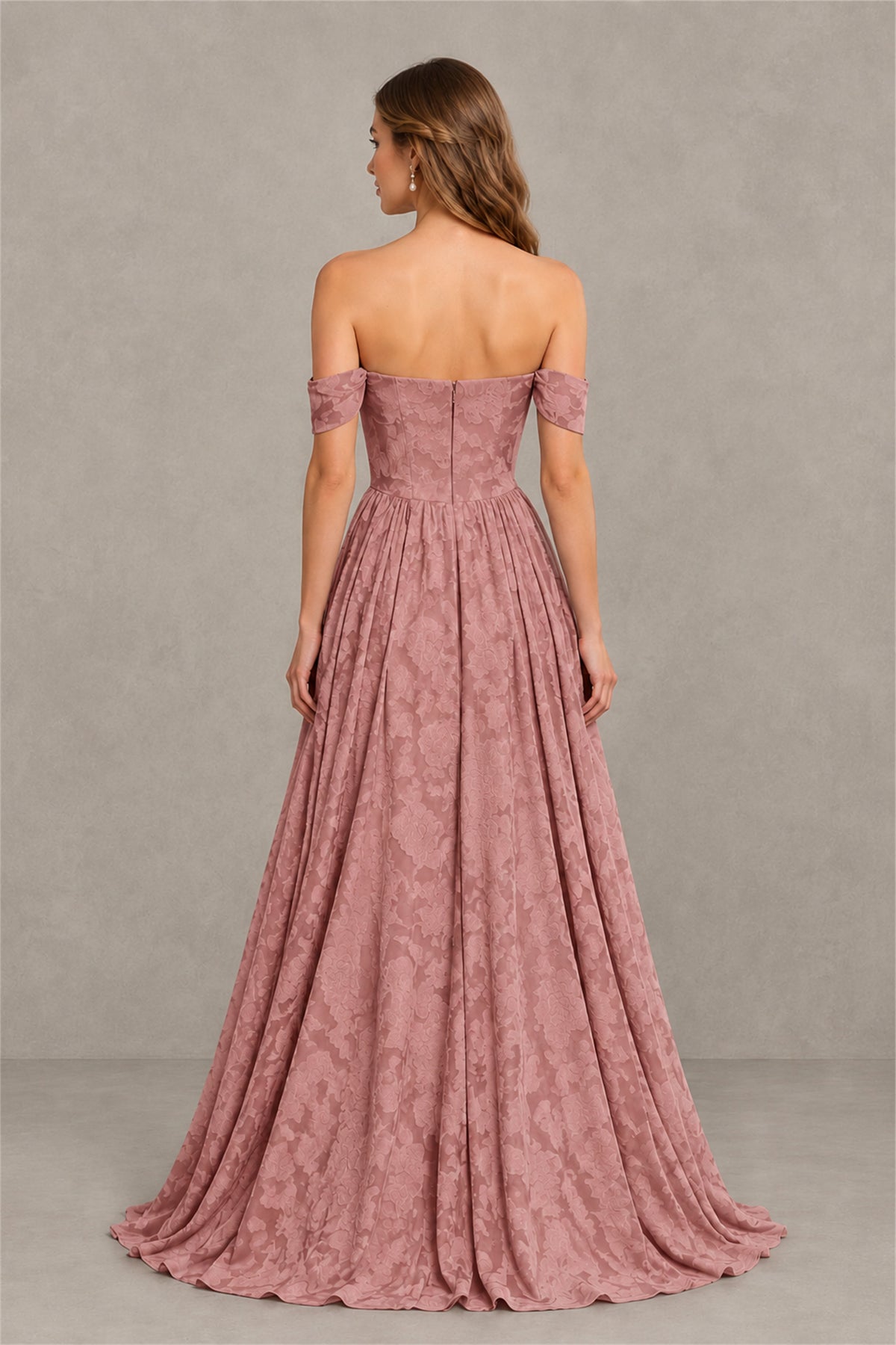 BOLODOO Dusty Rose Off-Shoulder Floral A-Line Maxi Dress - Dusty Rose