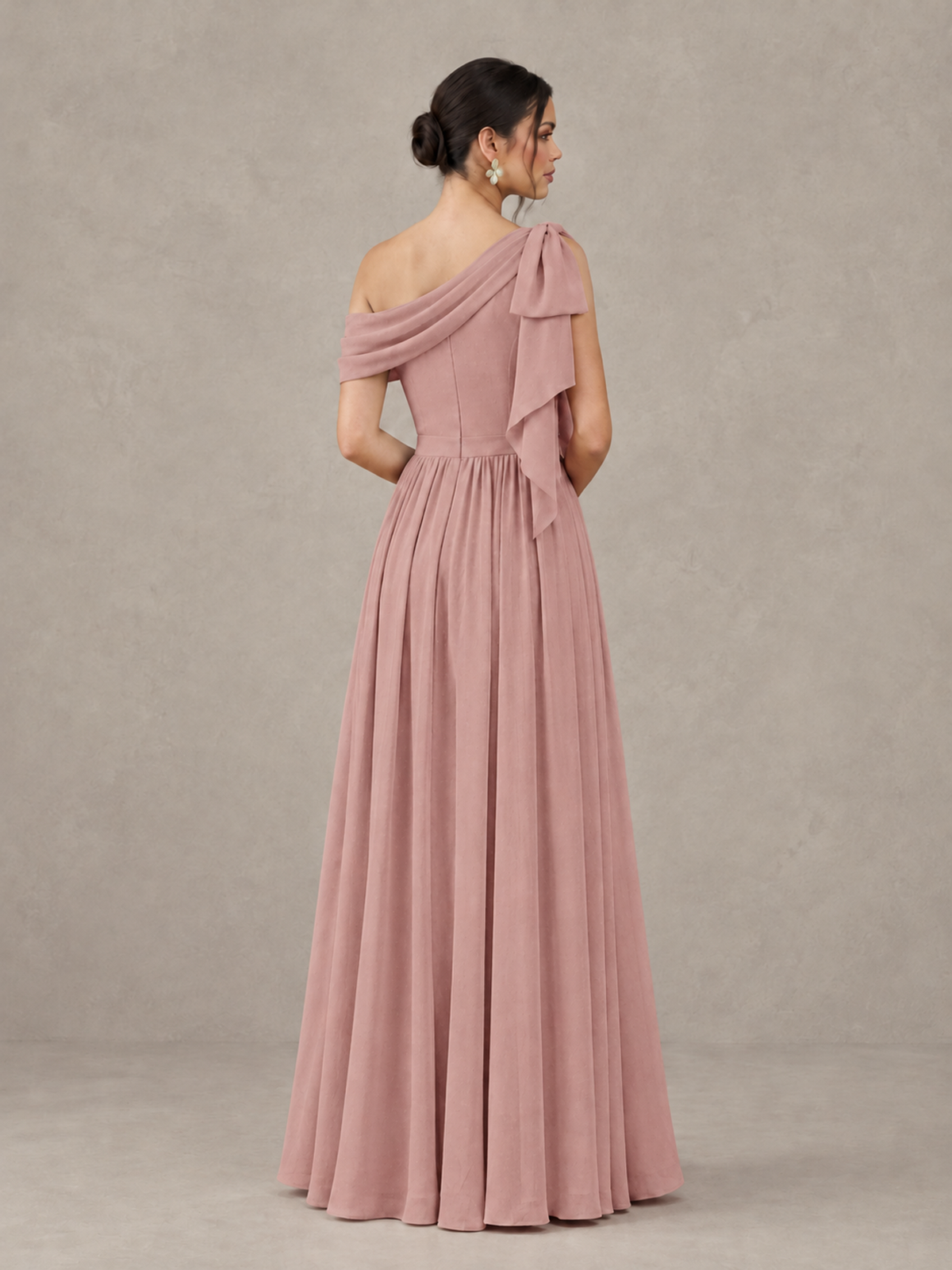 BOLODOO Dusty Rose One-Shoulder Maternity Bridesmaid Dress with Slit - Dusty Rose - Dusty Rose (2)