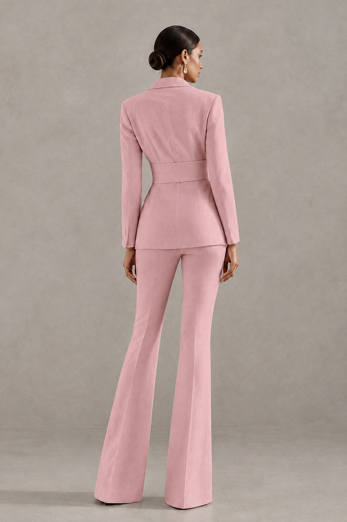 BOLODOO Dusty Rose Two-Piece Pantsuit with Tailored Blazer & Flared Pants - Dusty Rose - Dusty Rose (2)