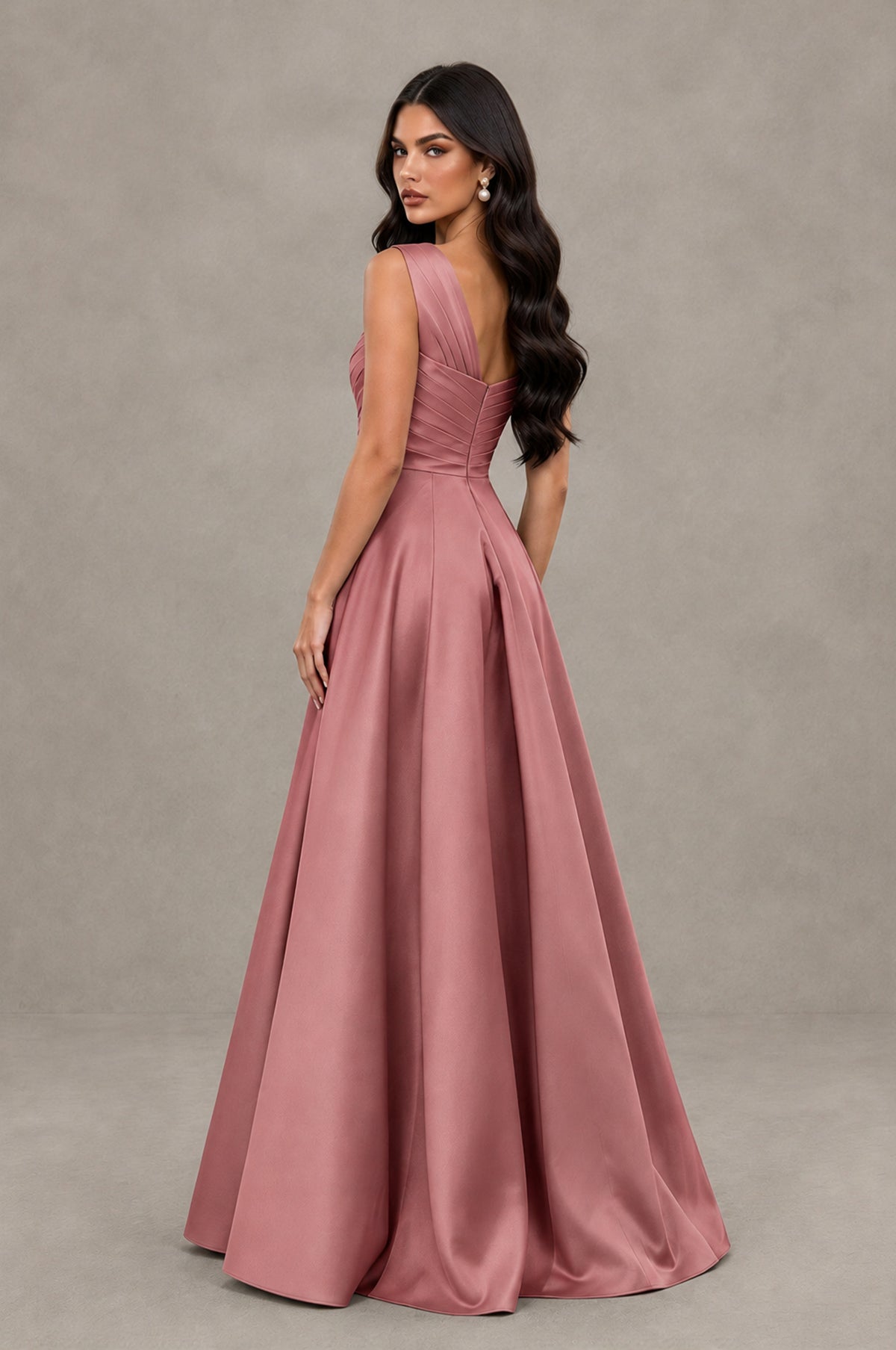 BOLODOO Dusty Rose One Shoulder Satin Mermaid Formal Evening Gown with Bow - Dusty Rose - Dusty Rose (2)