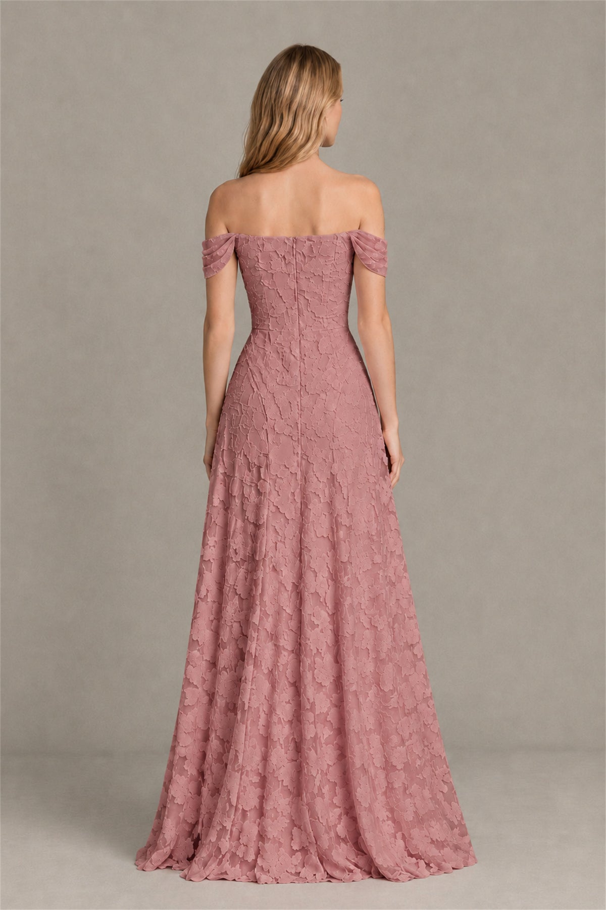 BOLODOO Dusty Rose Off-Shoulder Pleated A-Line Maxi Dress Floral - Dusty Rose