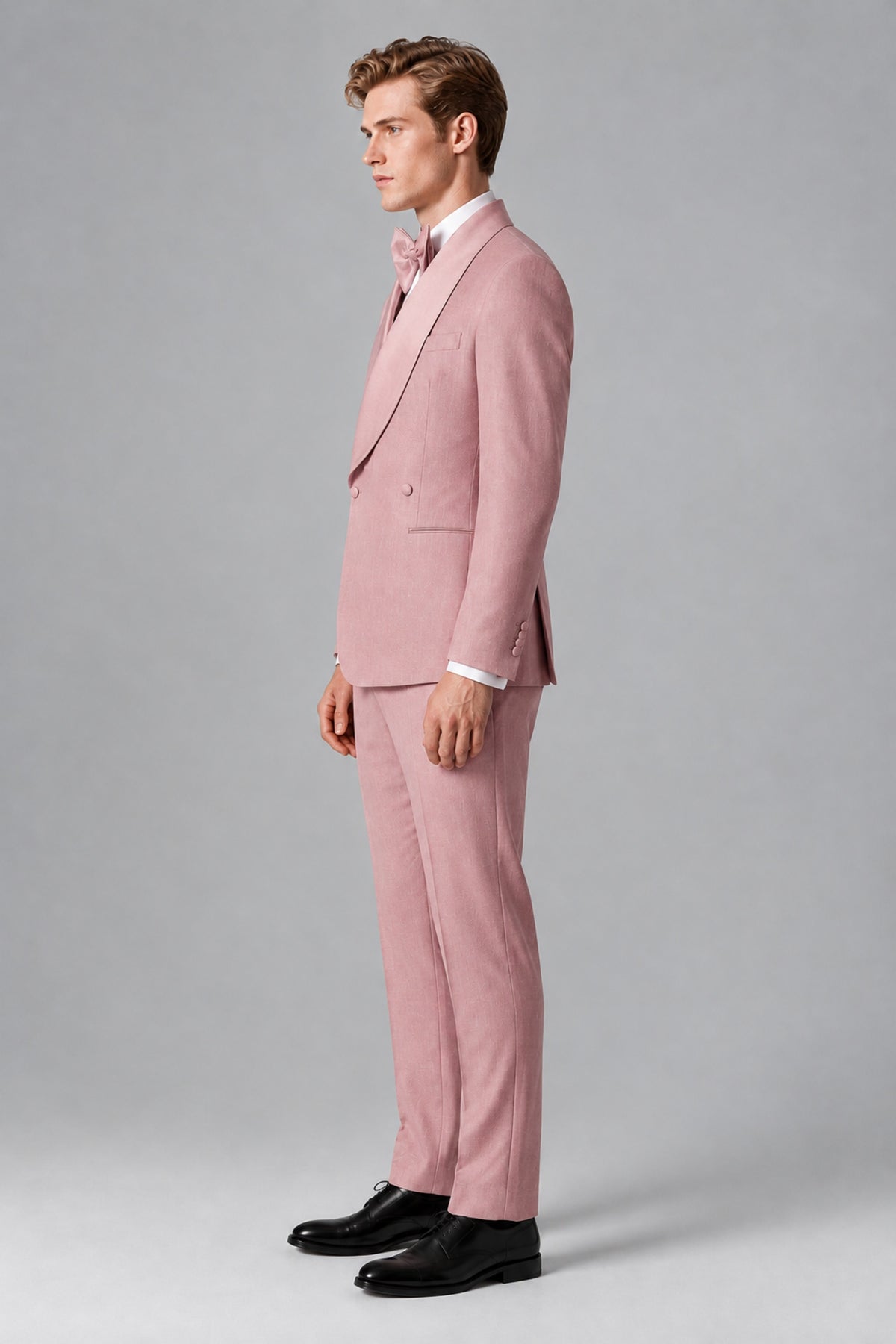 Bolodoo Men's Dusty Rose Shawl Lapel 2-Piece Tuxedo Suit – Jacket & Trousers - Dusty Rose - Dusty Rose (2)