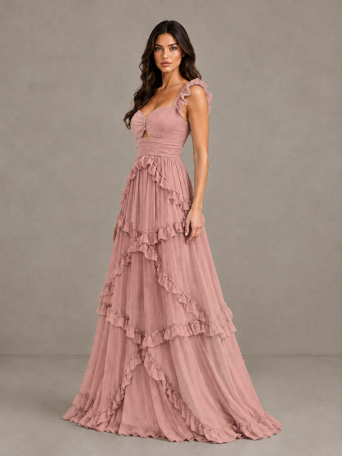 BOLODOO Dusty Rose Ruffle A-Line Prom Dress with Open Back - Dusty Rose - Dusty Rose (3)