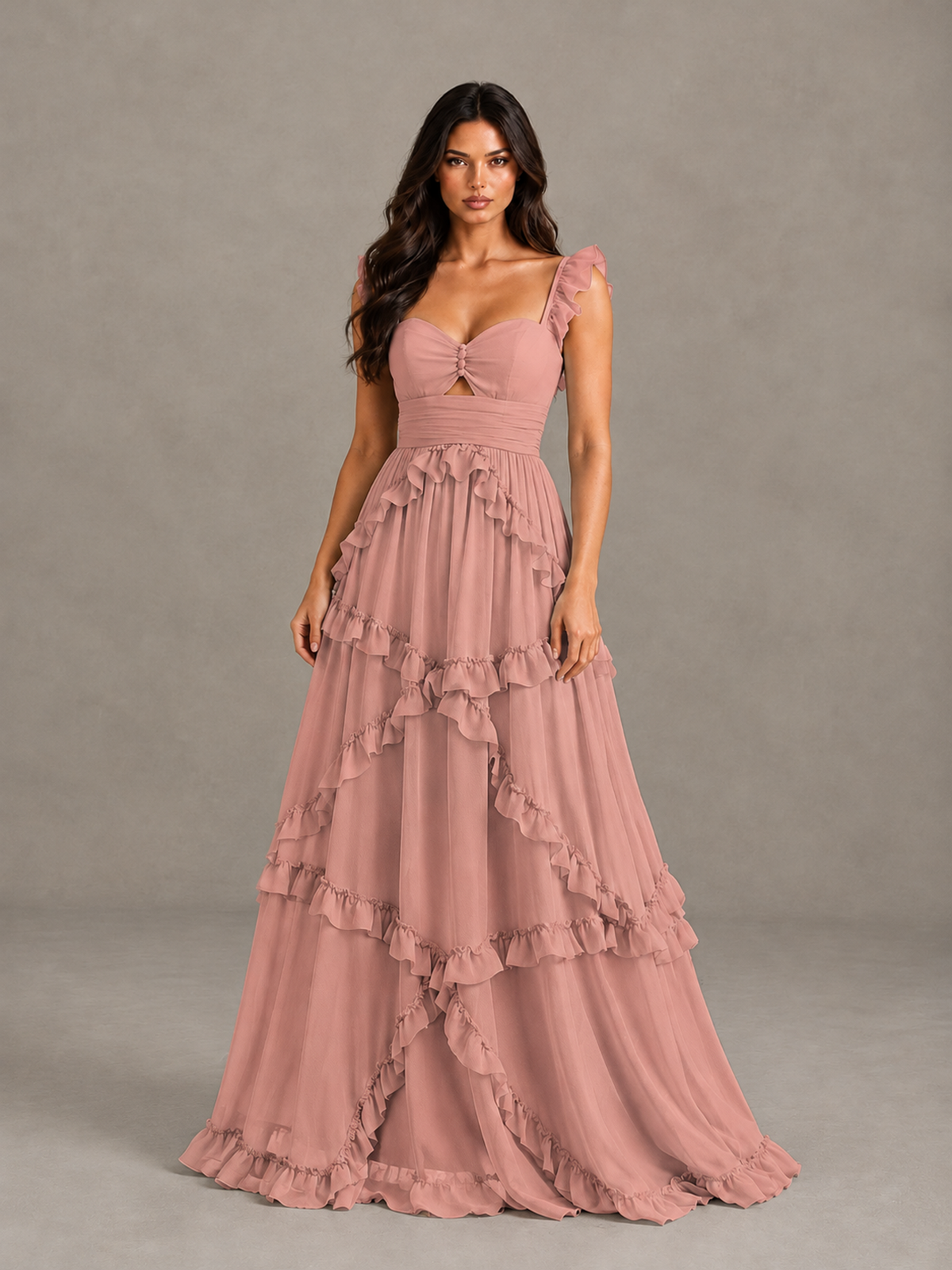 BOLODOO Dusty Rose Ruffle A-Line Prom Dress with Open Back - Dusty Rose - Dusty Rose (4)
