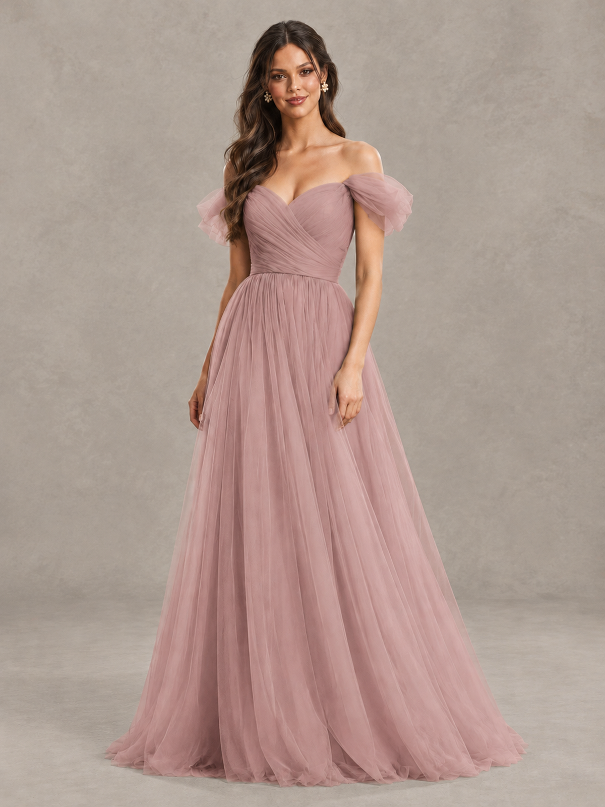 BOLODOO Dusty Rose Off-the-Shoulder Ruffle Sleeve A-Line Bridesmaid Dress - Dusty Rose - Dusty Rose (4)