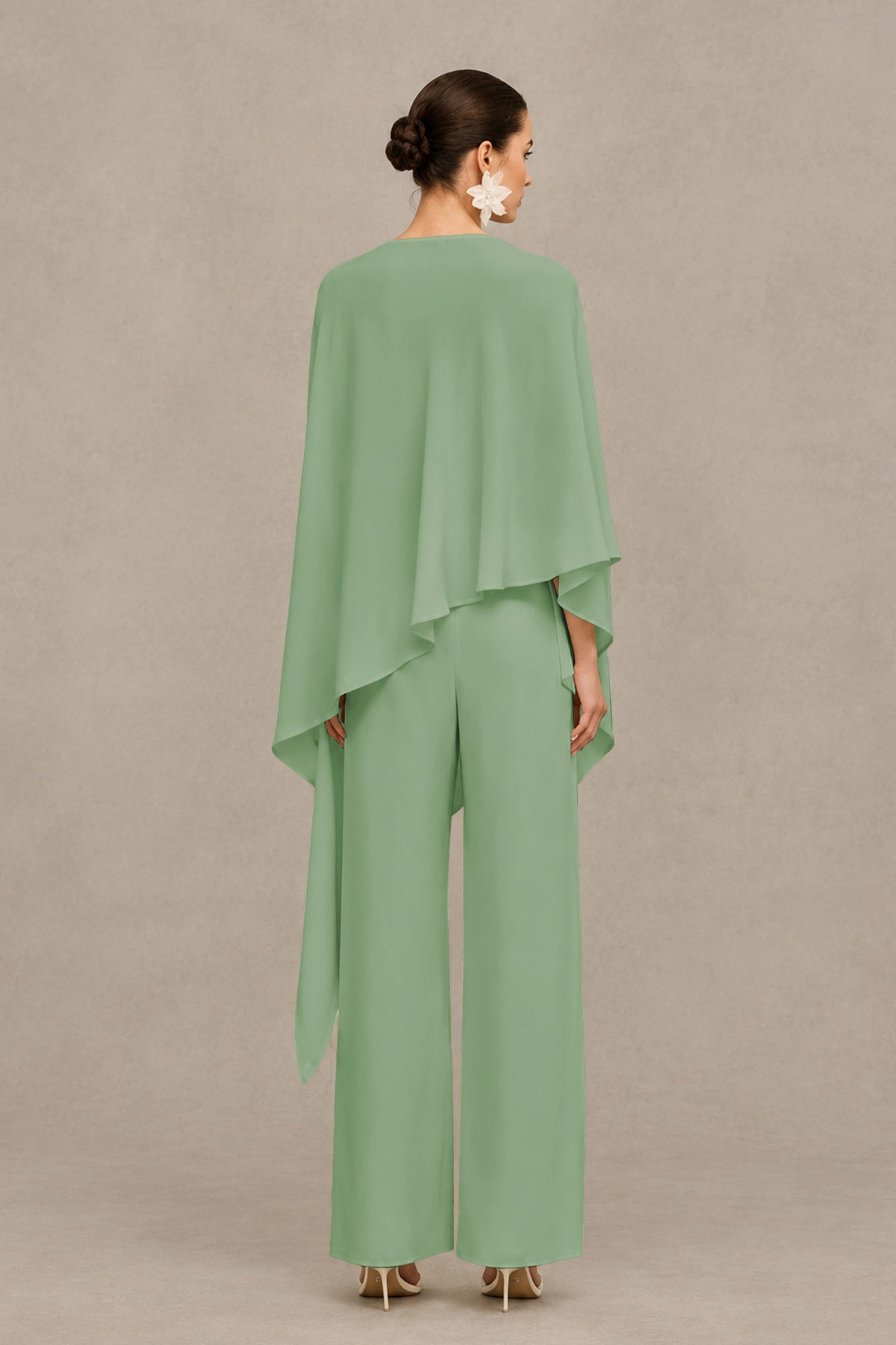 BOLODOO Dusty Sage Cape Sleeve Wide-Leg Formal Pantsuit - Dusty Sage - Dusty Sage_02